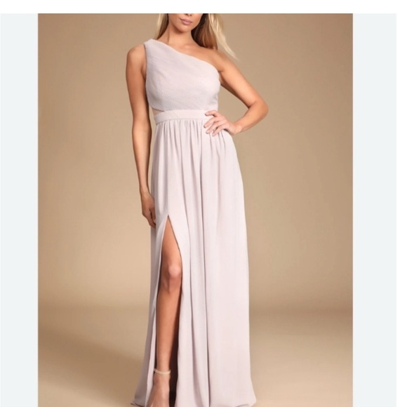 Lulus Lovely Endings Dusty Lilac One Shoulder Pleated Maxi Dress - Picture 4 of 5